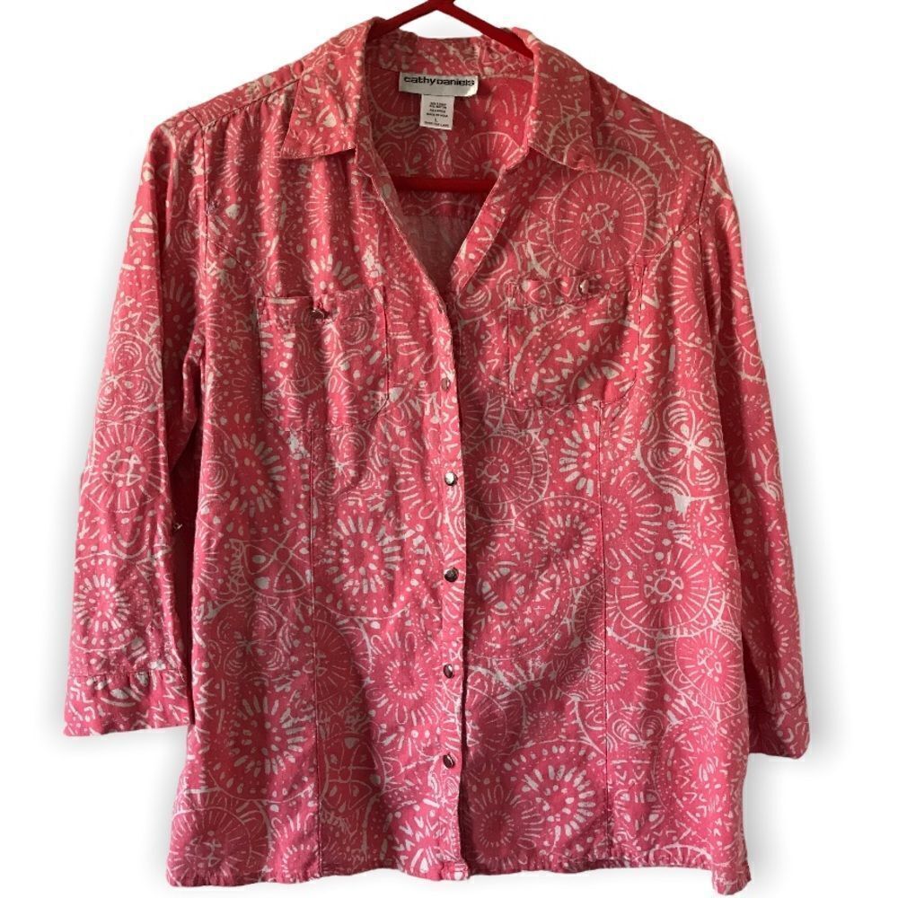 3/$15 Cathy Daniels linen blend button down blouse